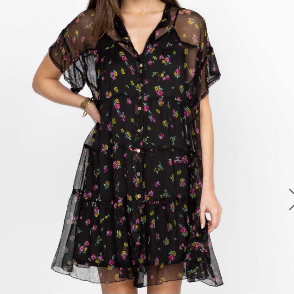 Johnny Was Natalia Sheer Tiered Mini Dress - Picture 2 of 11